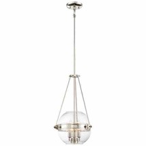 Atrio Collection 3-Light Polished Nickel Finish Pendant 12 in. with Clea... - $247.49