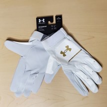 Under Armour UA Clean Up Size 2XL Baseball Batting Gloves White Gold 136... - $39.98