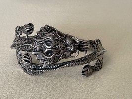 Vintage Monumental Chinese Sterling Silver Dragon Design Bracelet Bangle - £232.85 GBP