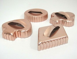 Vintage Copper Color Aluminum Cookie Cutters Lot of 4 Club Diamond Spade Circle - £5.53 GBP