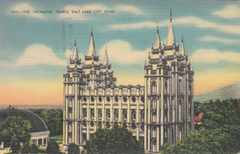 Linen Postcard B007 The Mormon Temple Salt Lake City Utah Cancel 1949 Metrocraft - £3.12 GBP