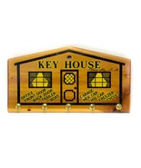 Wooden Handmade Wall Key Holder House Shaped Graphic Vintage Retro USA - £11.62 GBP