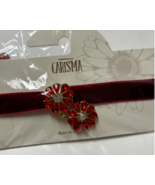 Mia Carisma Red Velvet Choker With 2 Piece Flower Rhinestone gold tone  - €4,26 EUR