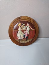 Vintage After The Prom Norman Rockwell Ceramic And Wood Round Wall Hanging - $39.99