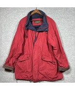 Timberland Weathergear Mens Jacket Sz L Red Leather Trim Chore Barn Casual - $24.28
