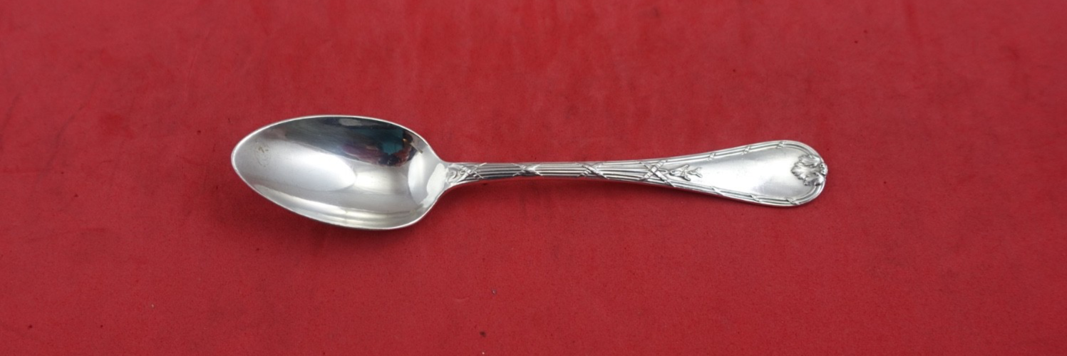 Rubans et Clochettes by Christofle Silverplate Coffee Spoon w/ crest 4 7/8&quot; - $38.61