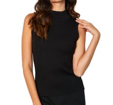 French Kyss sleeveless braided mock neck top in Black - £35.48 GBP