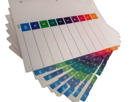 STAPLES white notebook INDEX DIVIDERS printed 1-10 rainbow colored tabs ... - $8.91