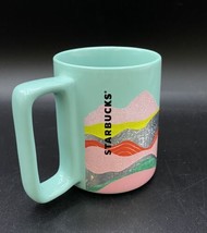 2019 Starbucks Desert Hills Mint Green Glitter Pink Waves 12oz Coffee Mug - £10.46 GBP