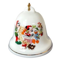 Mickey Goofy Donald Disney 2” White Porcelain Christmas Bell Ornament  #012 - £9.77 GBP
