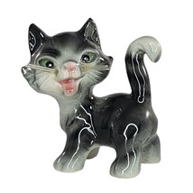 Vintage Goebel Tabby Cat With Whiskers Figurine Green Eyes West Germany - £15.74 GBP