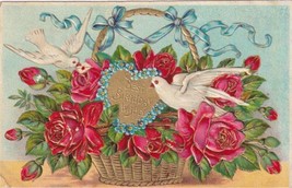 Best Birthday Wishes Doves Basket Flowers Lockwood MO 1909 Postcard C01 - £2.38 GBP