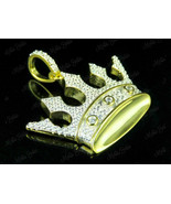 Men&#39;s 14K Yellow Gold Finish 1.5Ct Round Cut Diamond King Crown Pendant ... - £97.85 GBP