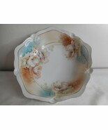 Floral RS Germany Bowl 10 sided Art deco gold trim Blue Brown - $99.98