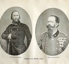 1914 United Italy Victor Emannuel II Garibaldi WW1 War Print Antique Mil... - $27.50