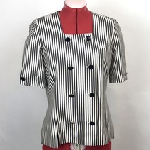 Vintage 80s Sasson Striped Silk Blouse Top Shirt Sz 8 Medium Striped Sai... - £46.40 GBP