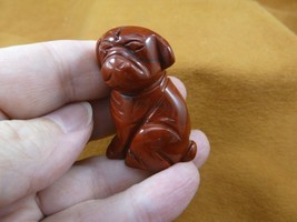 (Y-DOG-SH-562)  Red SHAR PEI PUG gemstone carving dog SHARPEI stone FIGU... - $14.01