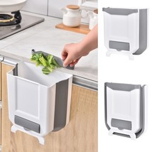 Hanging Kitchen Trash Can 2.4 Gallon White Plastic Collapsible Bin Wall Mounted  - £25.57 GBP