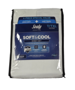 Sealy Soft &amp; Cool Sheet Set Twin or Twin XL Sheet Set 4 Pc White Antimic... - $23.33