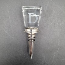 Etched Crystal Clear Glass &quot;D&quot; Initial Monogram Letter Wine Stopper Topper 5&quot; - £9.15 GBP