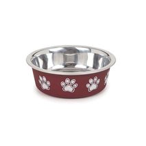 MPP Stainless Steel Dog Bowl Non Skid Bottom Fun Merlot Print Durable Dish 4 Siz - £10.81 GBP+