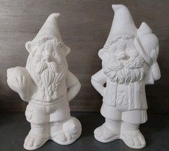 Ceramic Bisque Ready to Paint 2pc Beach Gnomes Conk Seashells 10x5.5 - $51.09