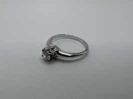 Vintage Mid Century Modern Sterling Silver Solitaire Ring Size 6.75 - £18.64 GBP