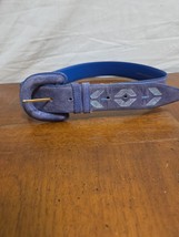 Honors Accessories Blue Suede Belt Size Medium Large Geometric Print 198... - $278.21 MXN