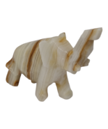Hand Carved White Onyx Stone Elephant 3.5&quot; Figure - $17.44 CAD