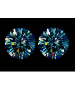 Loose Moissanite Pair Blue Color Round Brilliant Cut Best For Earrings - £31.86 GBP