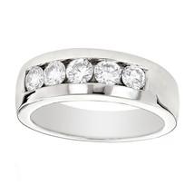 1.50CT Künstlicher Diamant 5 Stein Ring Ehering 14K Weiß Vergoldet Silber - £322.49 GBP