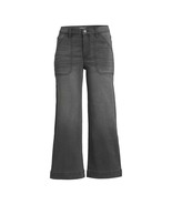 Time and Tru Women&#39;s High Rise Wide Leg Crop Utility Jeans, Gray Size 14 - $488.03 MXN
