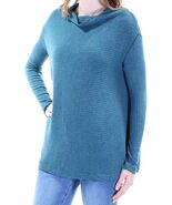 Free People Ribbed Raw Hem Cutout Casual Top Green Blouse Mock Neck, Size L - $23.50