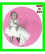 Vintage Marilyn Monroe White Dress Pink 10-Inch Glass Clock In Original ... - £23.35 GBP