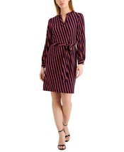 NEW ANNE KLEIN BLUE RED STRIPES CAREER  BELTED SHIFT  DRESS SIZE L  $99 - $69.97