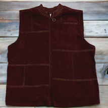 Napa Valley Sweater Vest Women&#39;s Small Faux Suede Full Zip Embroidered Outdoor - £8.98 GBP