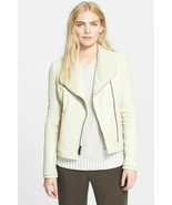 Vince Ribbed Collar Leather Jacket Sz S Off White - $196.42