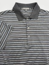 Peter Millar Polo Shirt Men&#39;s Medium Gray Purple Striped Cotton Short Sl... - £10.38 GBP
