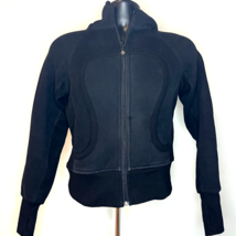 Lululemon Athletica Jacket Size 4 Black Pink Logo Zip-Up Hoodie Sweatshirt - £35.71 GBP