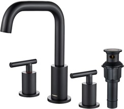 Two Handle Black Bathroom Faucet 3 Hole, Forious Matte Black Faucet Bathroom - £62.12 GBP