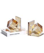 Modern Geometric Crystal Bookend  Artistic Acrylic and Amber Decorative... - $195.07 CAD