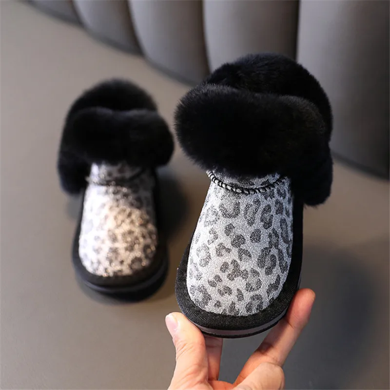 2024 New Winter Girls Snow Boots  Leather  Warm Plush Children Boots Fashion Tod - £180.51 GBP