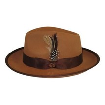 Men BENTLY Hat Australian Wool Fedora Brooks Collection BR722 Camel Brown image 2