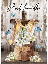 Just Breathe Cross and Flower Gift for Jesus Christ Canvas Wall Art Jesus Poster - £18.40 GBP+