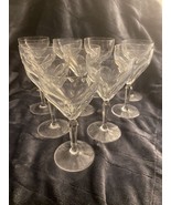 Set of 10 Crystal Cut Glass Wine Goblet Diamond 5 5/8&quot; - £38.84 GBP