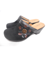 Thom McAn Womens 7W Carine Black Suede Mules Flower Accent Block Heel GU... - £20.38 GBP