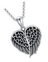 Angel Wing Heart Locket Necklace That Holds Picture - $183.03