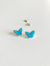 Turquoise Butterfly Earrings in Silver - £35.18 GBP
