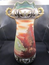 Antique Japanese MM pottery Moriage ships scene 13&quot; c1910 - £140.67 GBP