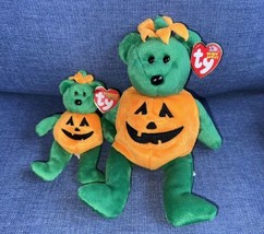 2003 Vintage Ty Beanie Baby TRICKY the Pumpkin Halloween Bears 5” &amp; 8” M... - £11.78 GBP